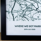 Map print on cotton fabric in black of special location