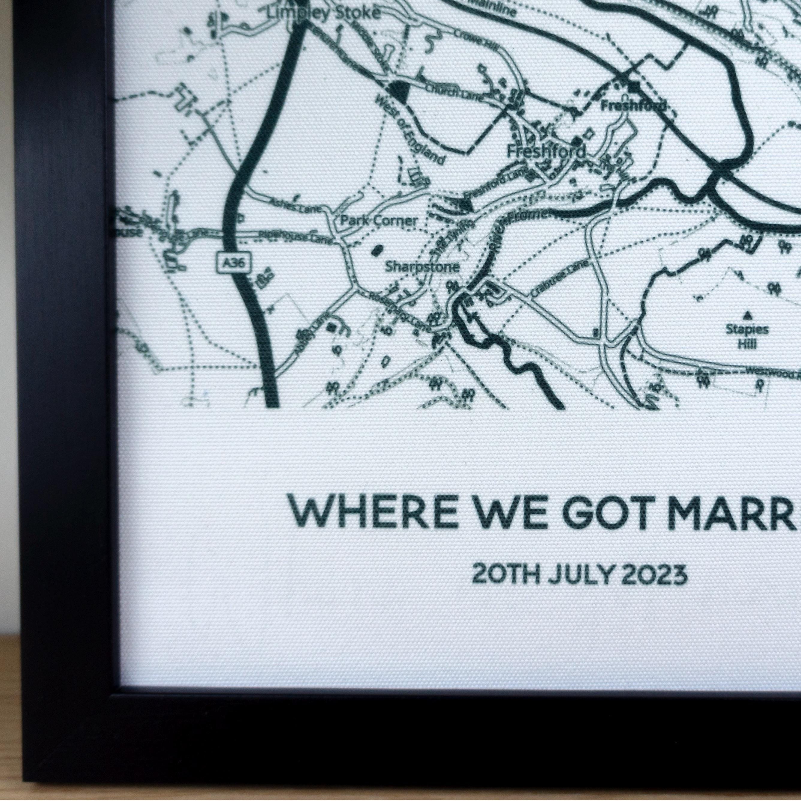 Map print on cotton fabric in black of special location