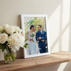 Wedding photograph printed on linen – Custom 12th or 4th Anniversary Gift