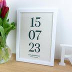 Personalised Special Date Print on Linen, Custom Wedding Anniversary Gift for her