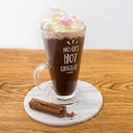 Personalised hot chocolate glass with engraved custom name. Tall hot cocoa glasses Christmas gift for kids stocking filler, girls & boys