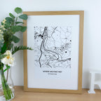 Where we first met map print for Valentine's Day or 1st Paper wedding anniversary