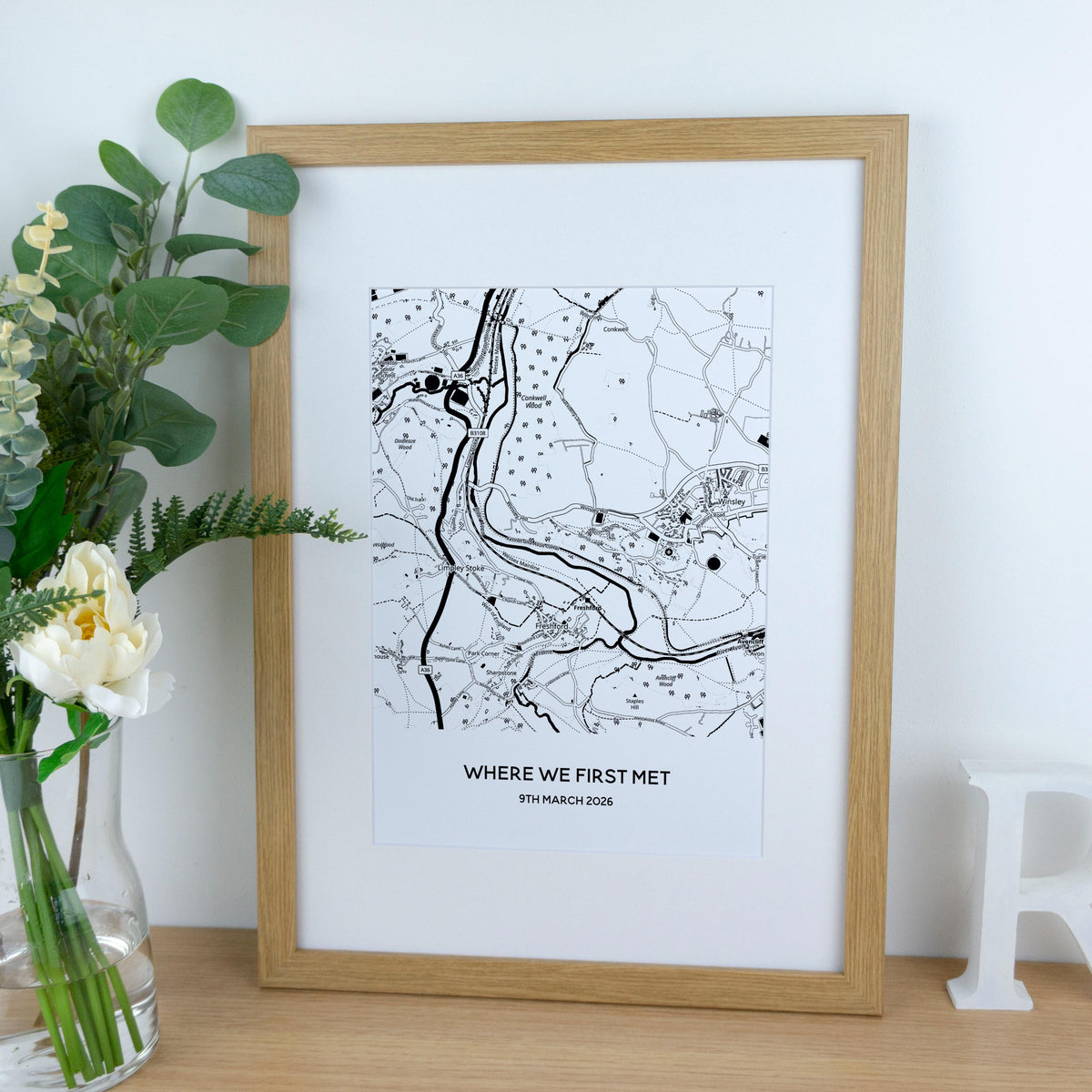 Where we first met map print for Valentine's Day or 1st Paper wedding anniversary