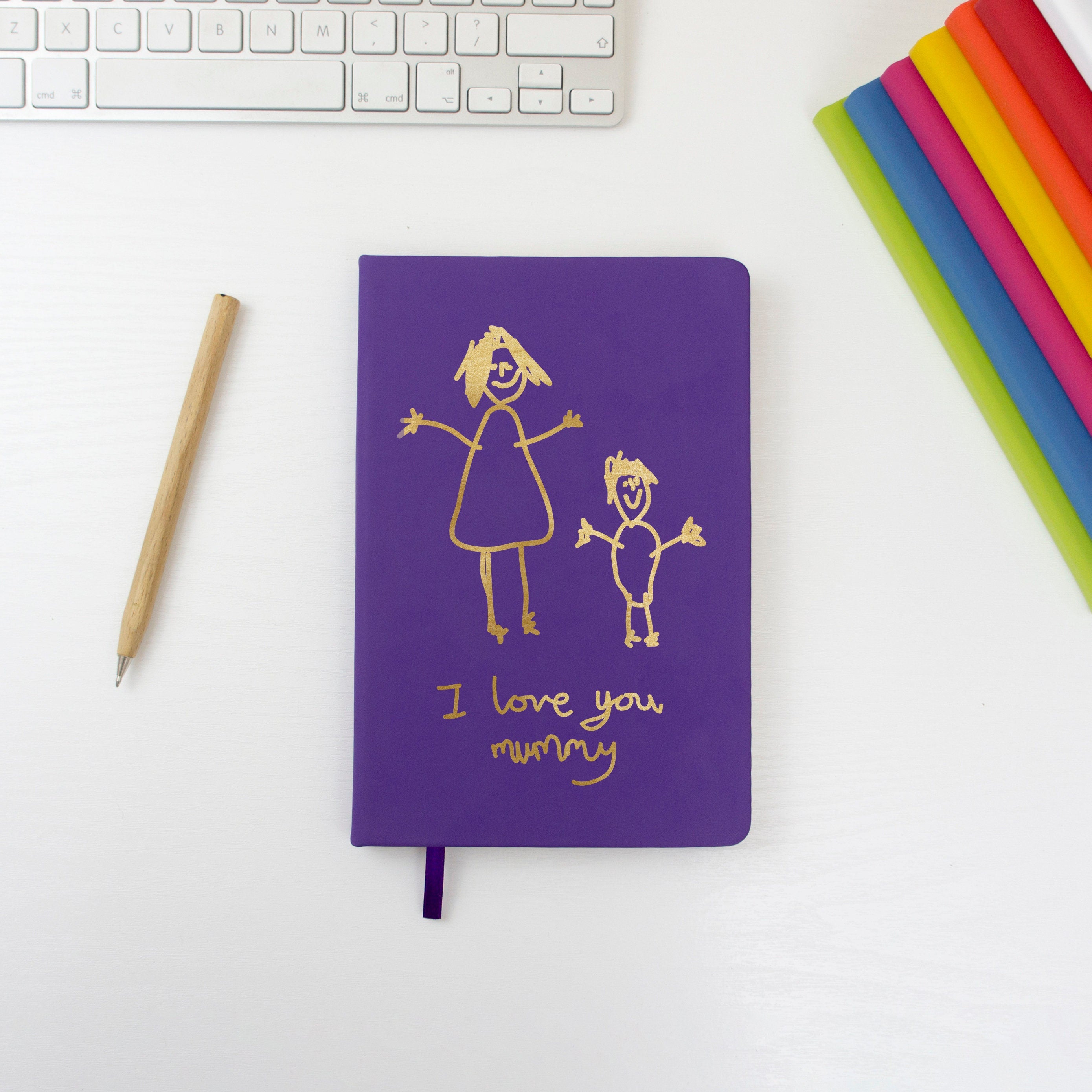 Notebook printed with child's drawing or artwork of mummy. Gift for Mother's Day