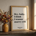 Song Lyrics Quote Print on Linen Fabric for 4th or 12th Anniversary Gift, Custom First Dance Music lyrics printed