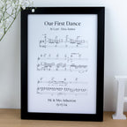 First dance song sheet music print on card for 1st paper anniversary