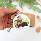 First fathers day keyring with photo. Personalised round picture key ring with text. Fathers Day gift for him dad daddy photograph keepsake