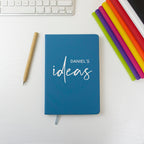A5 ideas vegan leather notebook with personalised name