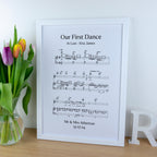 First dance song sheet music print on card for 1st paper anniversary