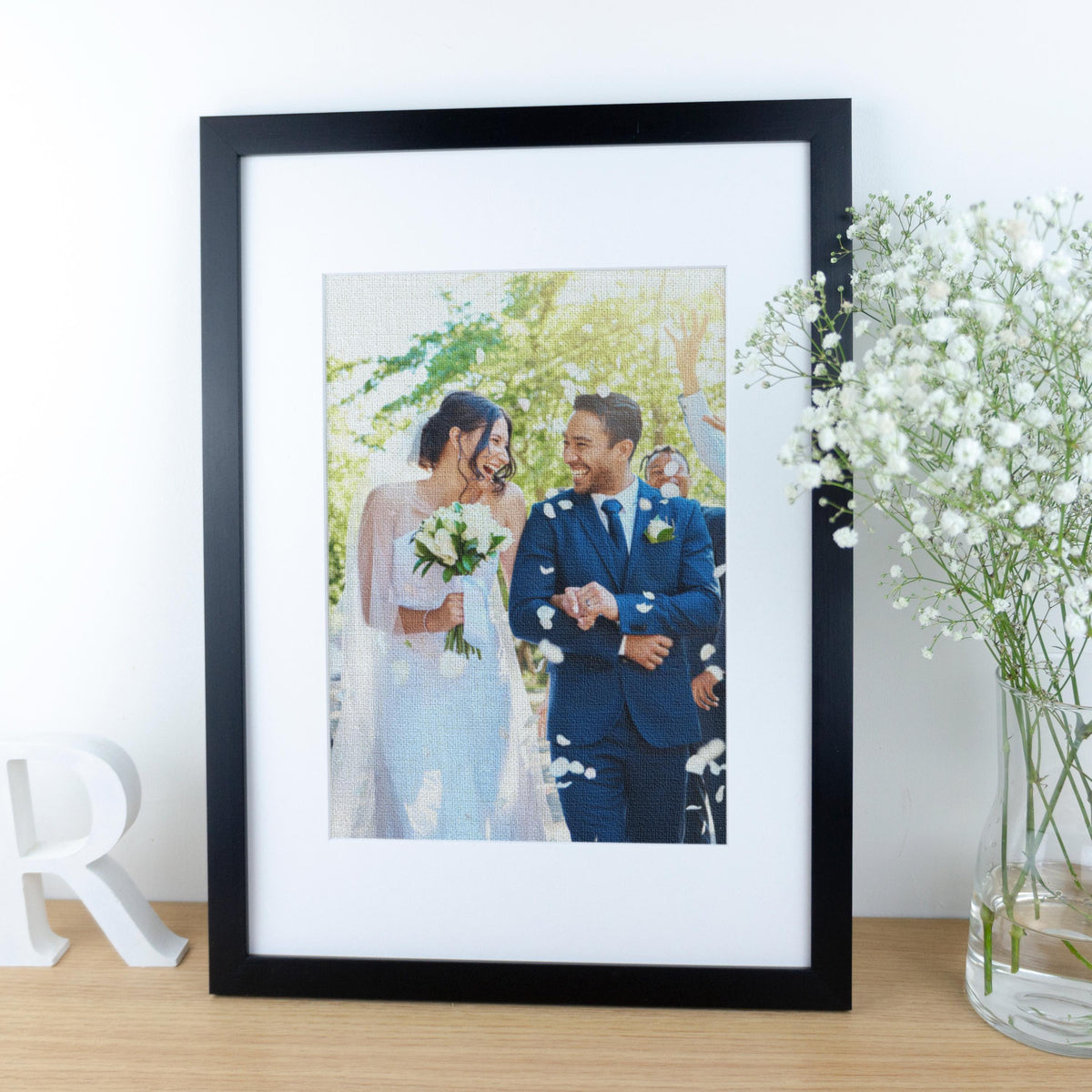 Wedding photograph printed on linen – Custom 12th or 4th Anniversary Gift