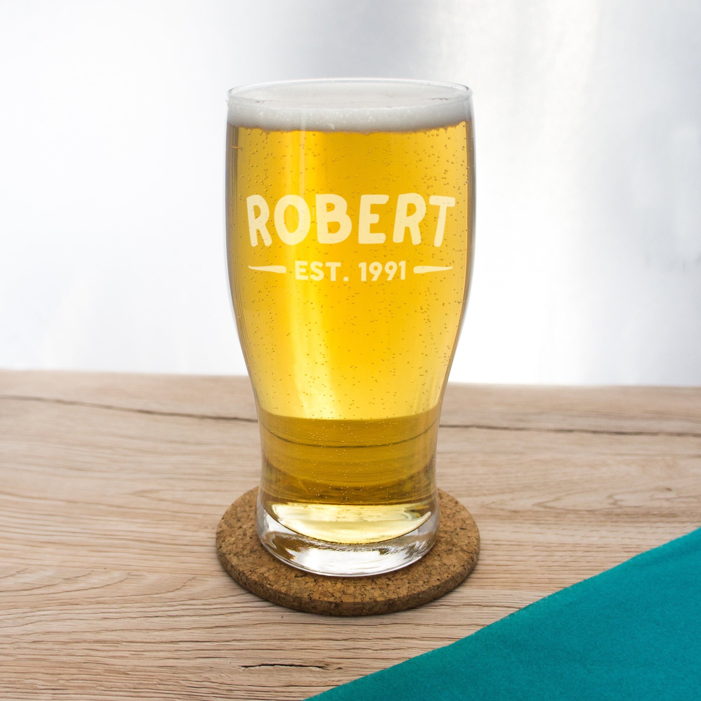 New Dad Personalised Pint Glass, Engraved Name & Year (20oz)