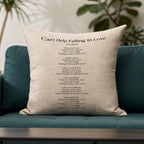 First Dance Song Lyrics on linen cushion for 4th or 12th Anniversary Gift