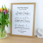 First dance song sheet music print on card for 1st paper anniversary