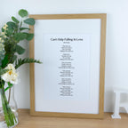 Custom First Dance Song Lyrics Print for 1st paper Anniversary Gift