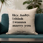 Song Lyrics Quote on linen cushion for 4th or 12th Anniversary Gift, Custom First Dance Music lyrics printed