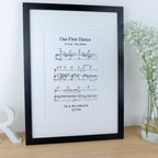 First dance song sheet music print on card for 1st paper anniversary