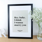 Song Lyrics Quote Print on Linen Fabric for 4th or 12th Anniversary Gift, Custom First Dance Music lyrics printed