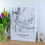 Where we first met map print for Valentine's Day or 1st Paper wedding anniversary