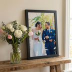 Wedding photograph printed on linen – Custom 12th or 4th Anniversary Gift