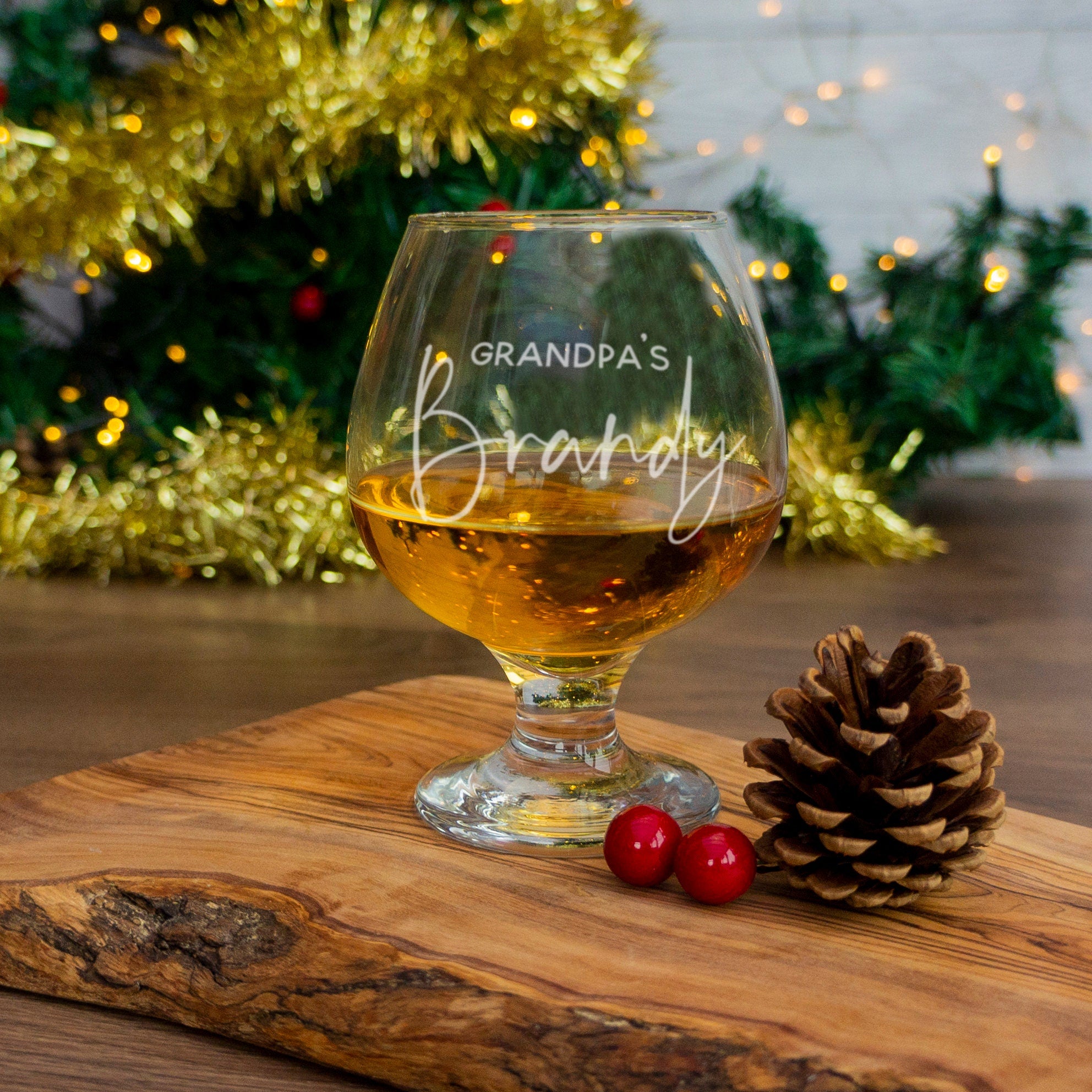 Engraved Brandy Glass - Personalised with Name, Christmas Gift Idea