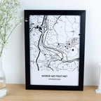 Where we first met map print for Valentine's Day or 1st Paper wedding anniversary
