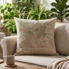 OS Map linen cushion for 4th or 12th wedding anniversary gift. Special location