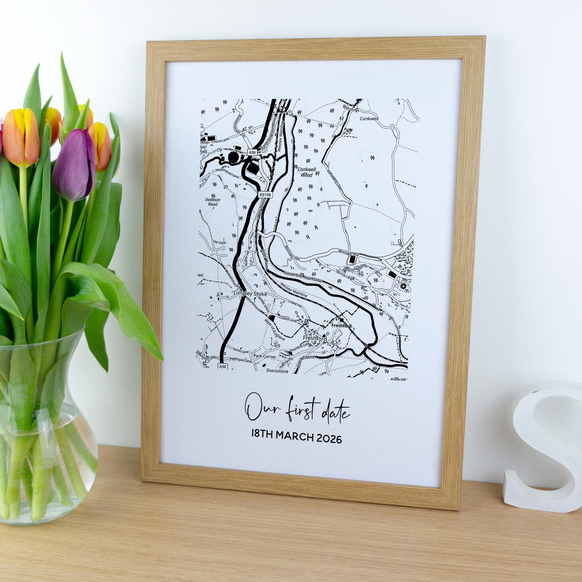 Our first date map print for Valentine's Day or 1st Paper wedding anniversary