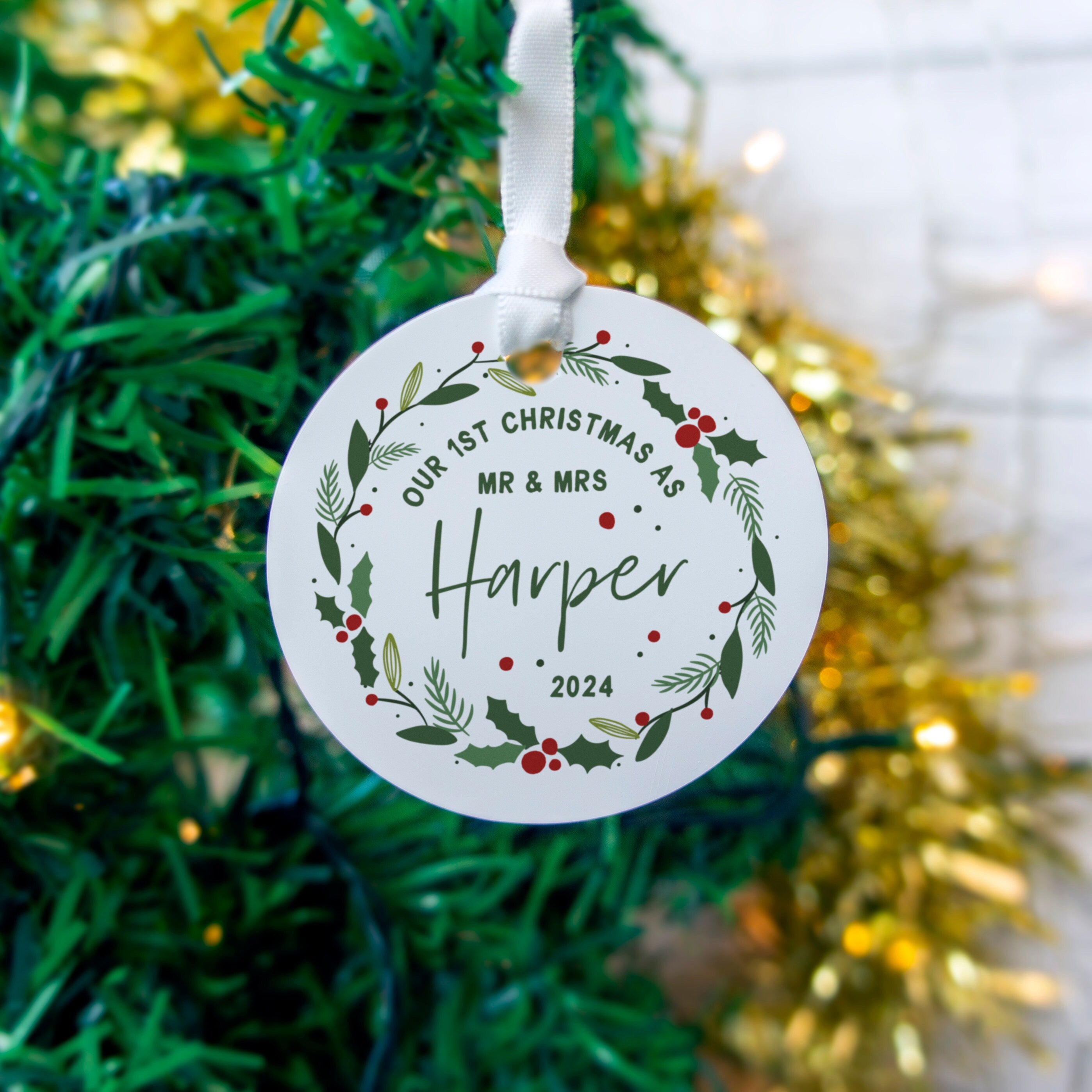 Christmas Tree Ornament: Mr & Mrs Bauble - First Xmas Together
