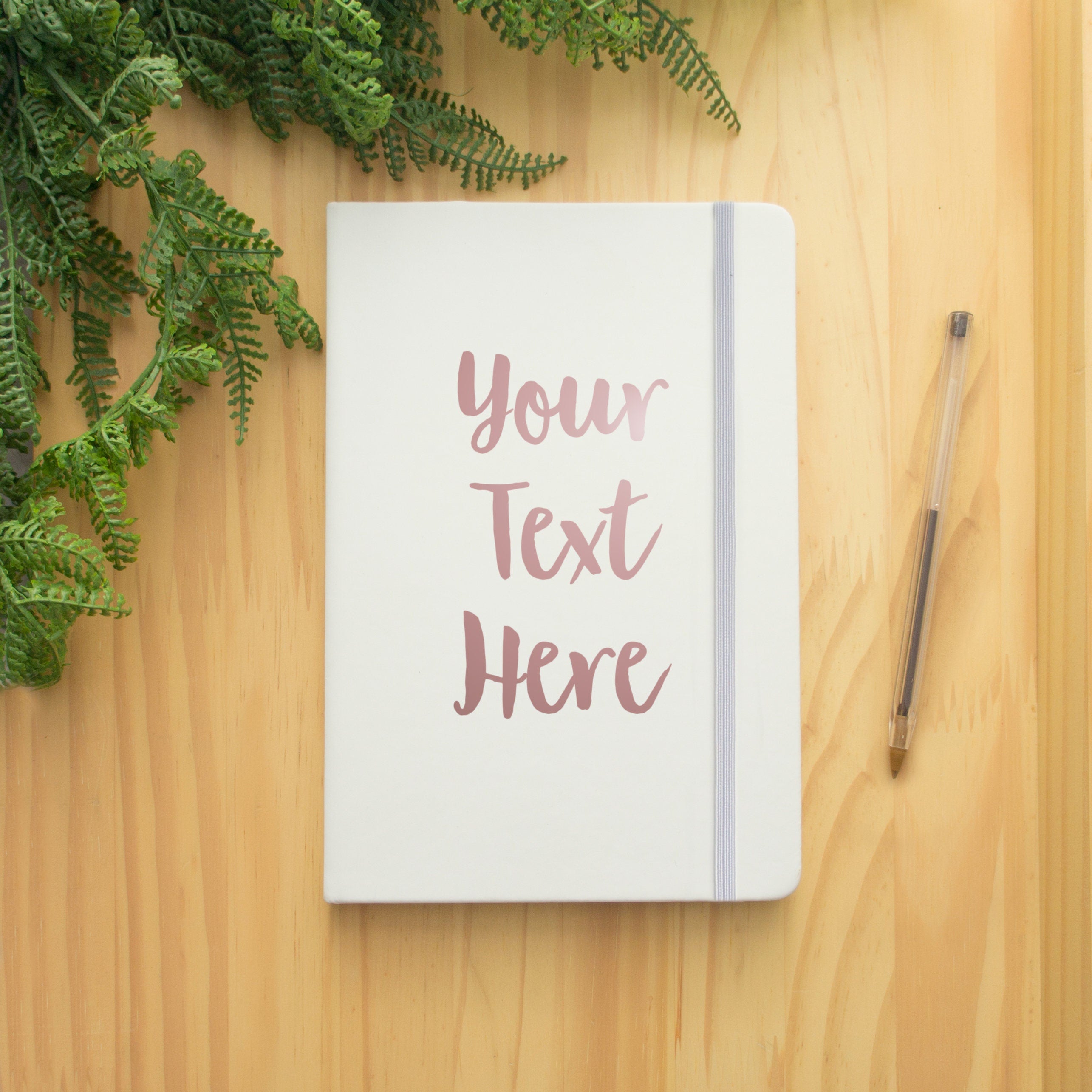 Your text here vegan leather lined Notebook personalised with any words.