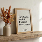 Song Lyrics Quote Print on Linen Fabric for 4th or 12th Anniversary Gift, Custom First Dance Music lyrics printed