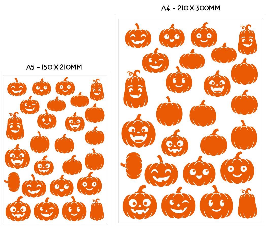 Iron on Pumpkins Transfers stickers 26x Pack - Iron-on Halloween cute Pumpkins Heat Transfer vinyl fabric