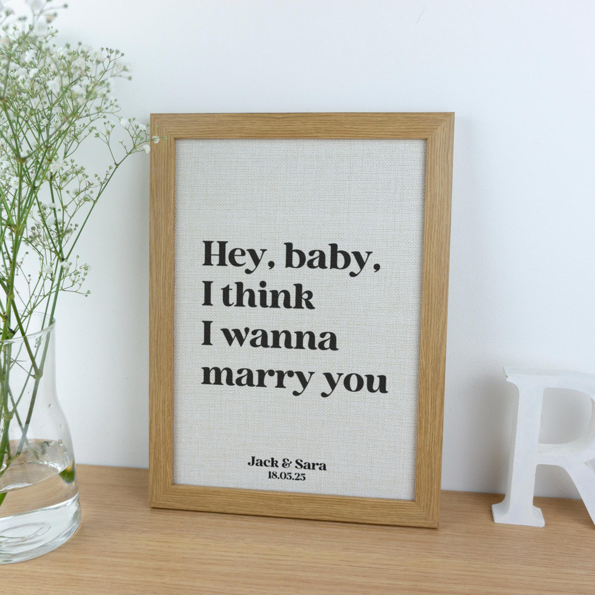 Song Lyrics Quote Print on Linen Fabric for 4th or 12th Anniversary Gift, Custom First Dance Music lyrics printed