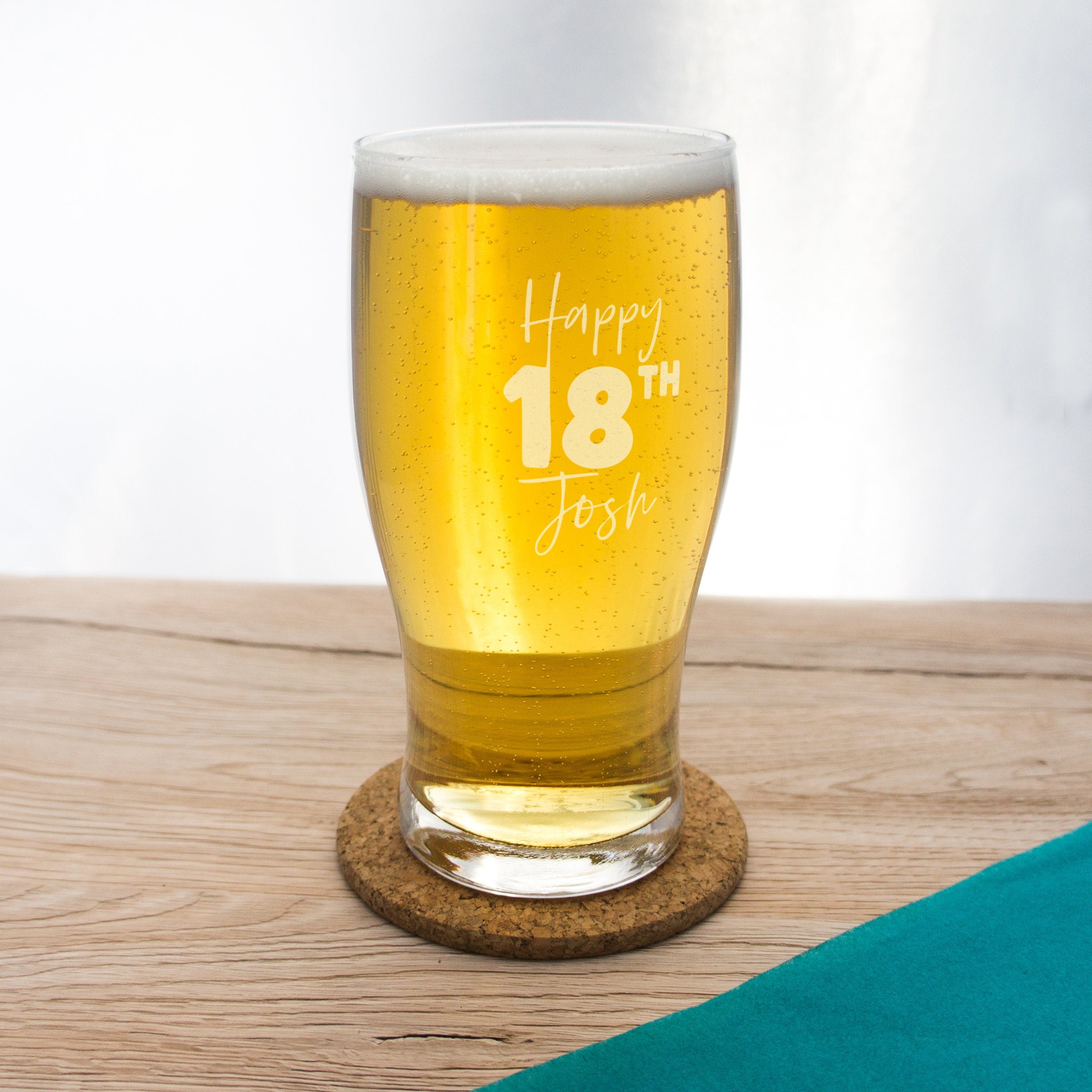 18th Birthday gifts for him. Beer glass personalised with name. 18th Pint glasses for 21st, 30th celebration engraved for boy her girl