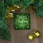 Christmas spirit coaster personalised with any name. Christmas gifts for best friend, custom xmas drinks mat coasters set for her
