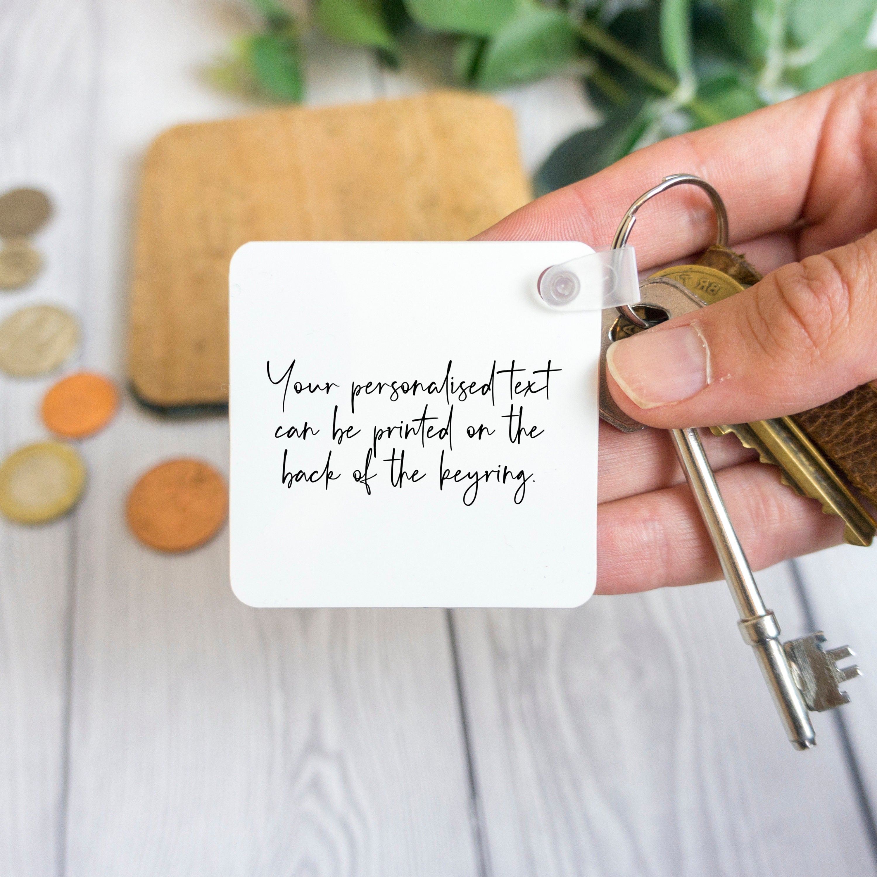 Personalised square photo keyring with text, First Valentine's Day gift for him or her boyfriend girlfriend