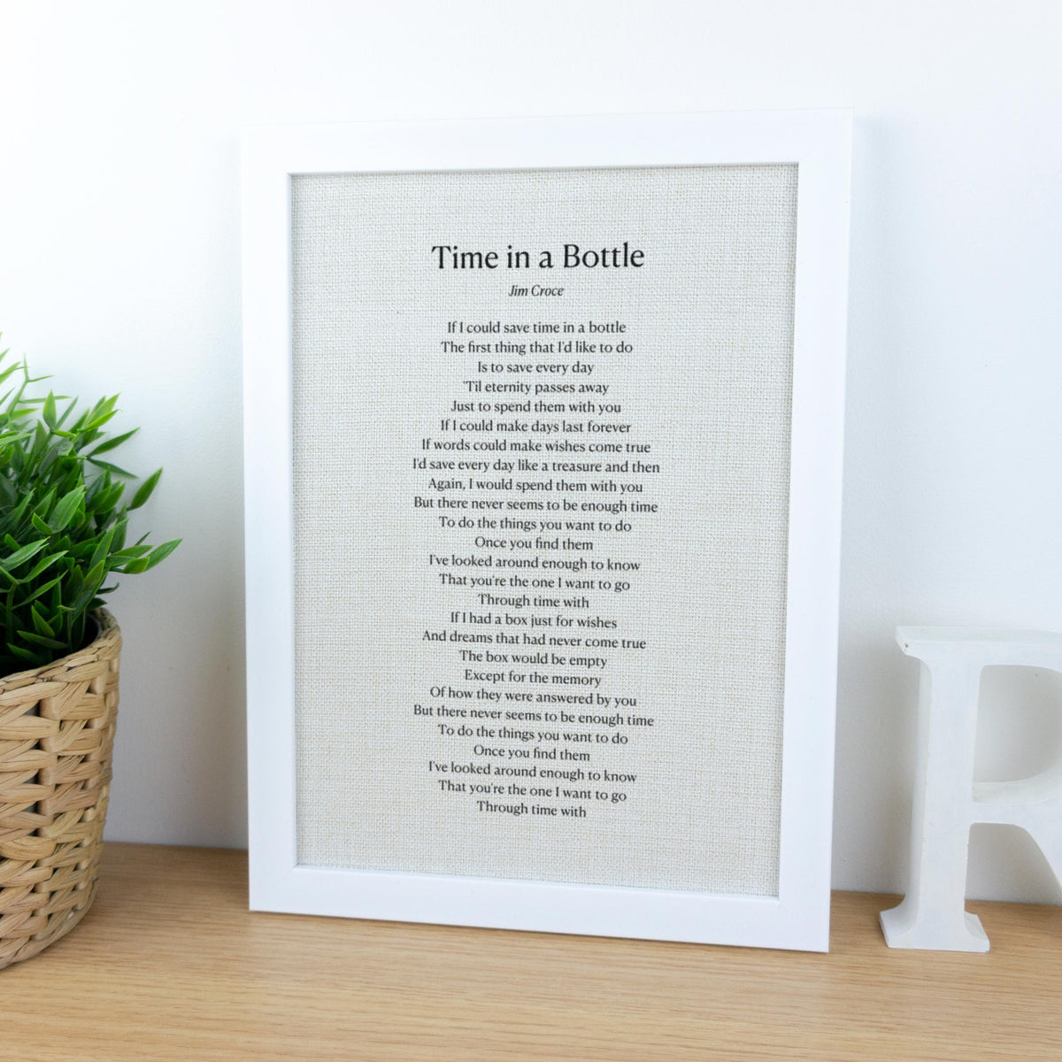 Wedding First Dance Song Lyrics Print Framed Linen Fabric for 4th Anniversary Gift, Custom Music Print