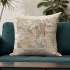 OS Map linen cushion for 4th or 12th wedding anniversary gift. Special location