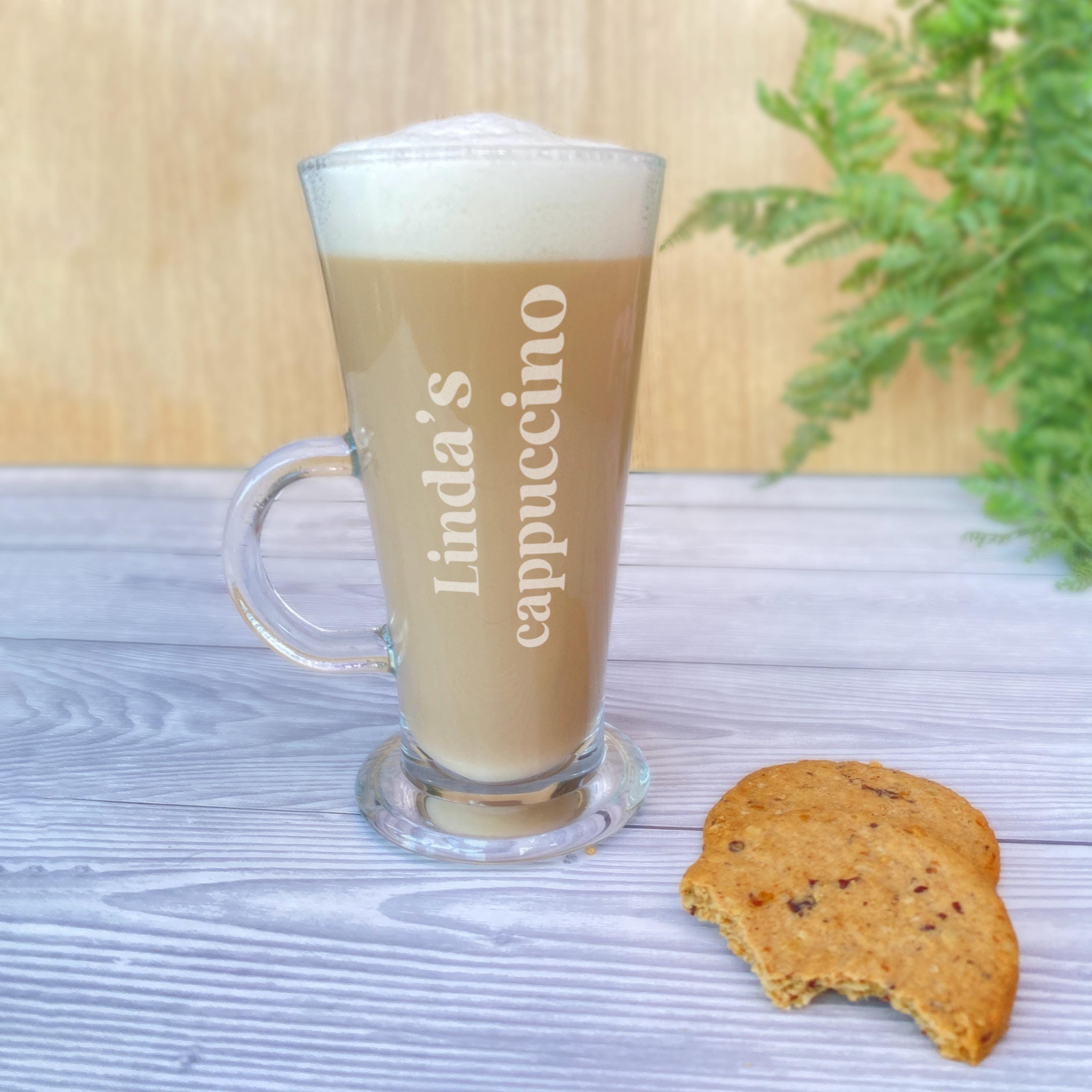 Cappuccino Glass: Personalised Engraved Coffee Mug (Tall, 280ml)