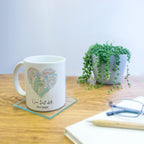 Personalised anniversary coffee mug with any map location and custom text. Valentines day gift for him or her, girlfriend, boyfriend gifts