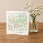 Personalised anniversary card with Ordnance Survey OS map anniversary gift for husband or wife. 1st paper wedding anniversary location