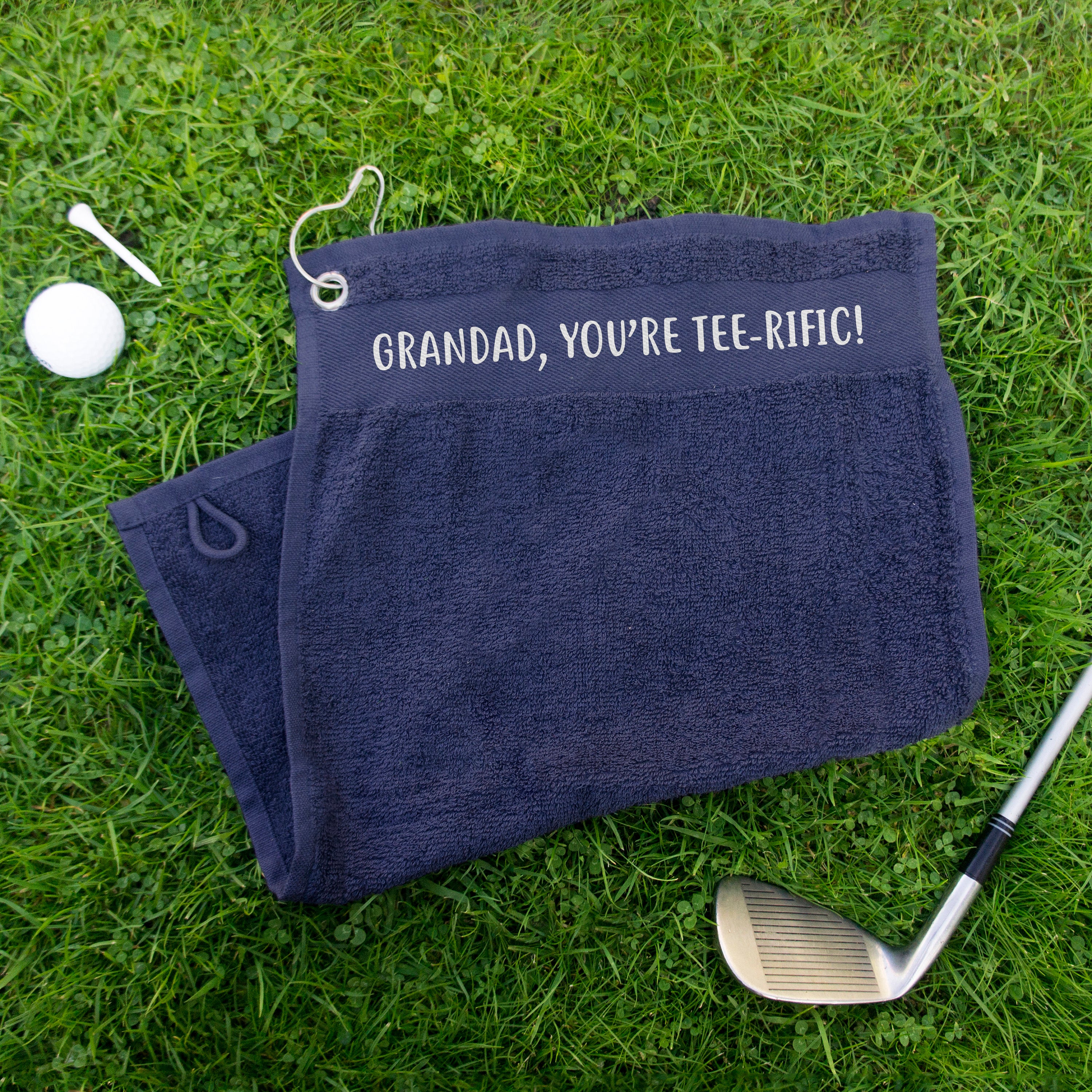 Golf Towel, Cotton with Hook ('Grandad, You're Tee-Rific')