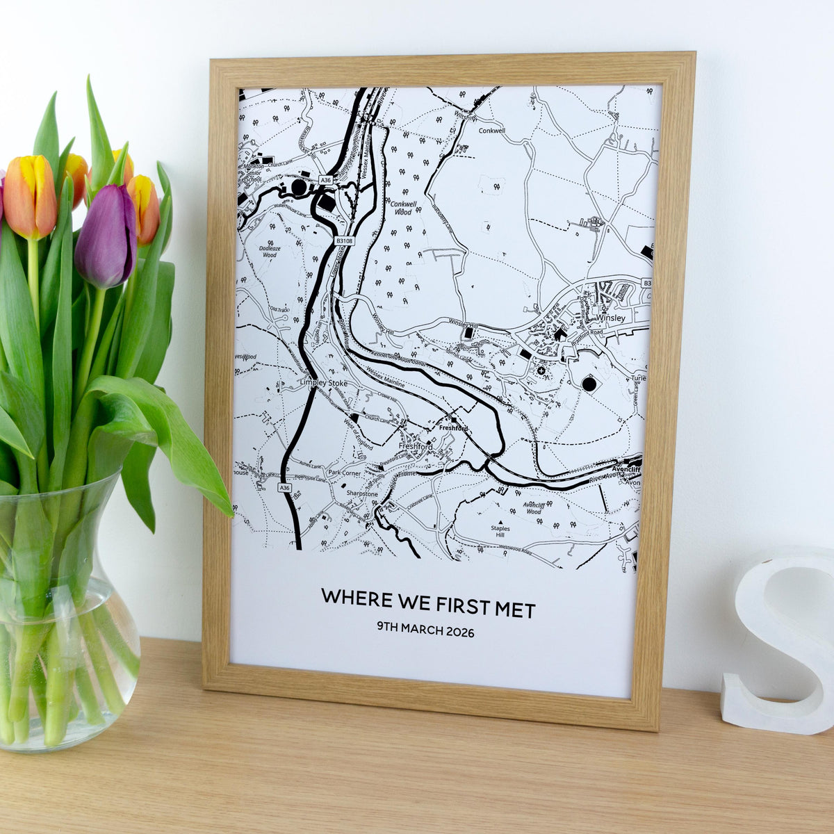 Where we first met map print for Valentine's Day or 1st Paper wedding anniversary