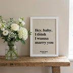 Song Lyrics Quote Print on Linen Fabric for 4th or 12th Anniversary Gift, Custom First Dance Music lyrics printed
