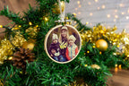 Christmas photo bauble decoration. Custom photo hanging embroidery hoop with custom photograph printed Baby's' first christmas xmas picture