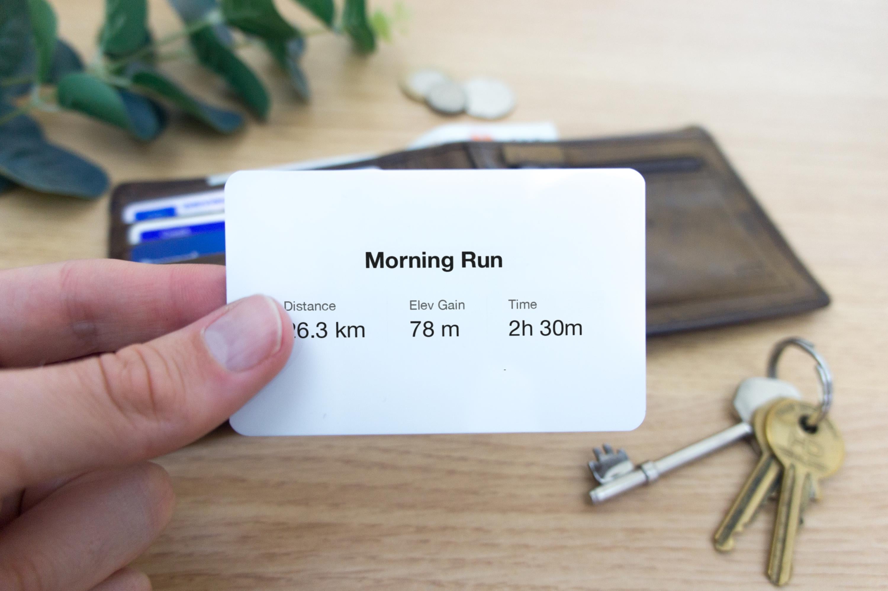 Strava map wallet card celebration gift. Route activity gift for runners with message. Parkrun gifts for him, her. Marathon. Running Cycling