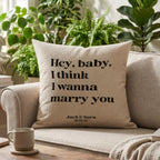 Song Lyrics Quote on linen cushion for 4th or 12th Anniversary Gift, Custom First Dance Music lyrics printed