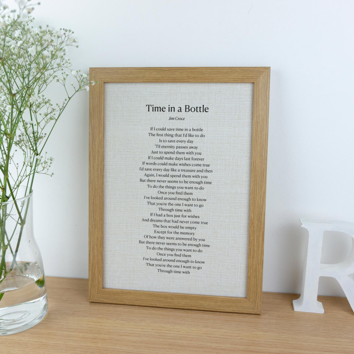 Wedding First Dance Song Lyrics Print Framed Linen Fabric for 4th Anniversary Gift, Custom Music Print