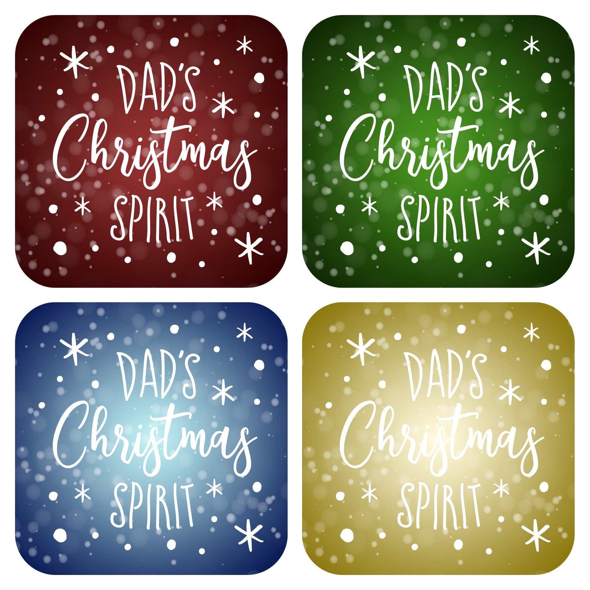 Christmas spirit coaster personalised with any name. Christmas gifts for best friend, custom xmas drinks mat coasters set for her