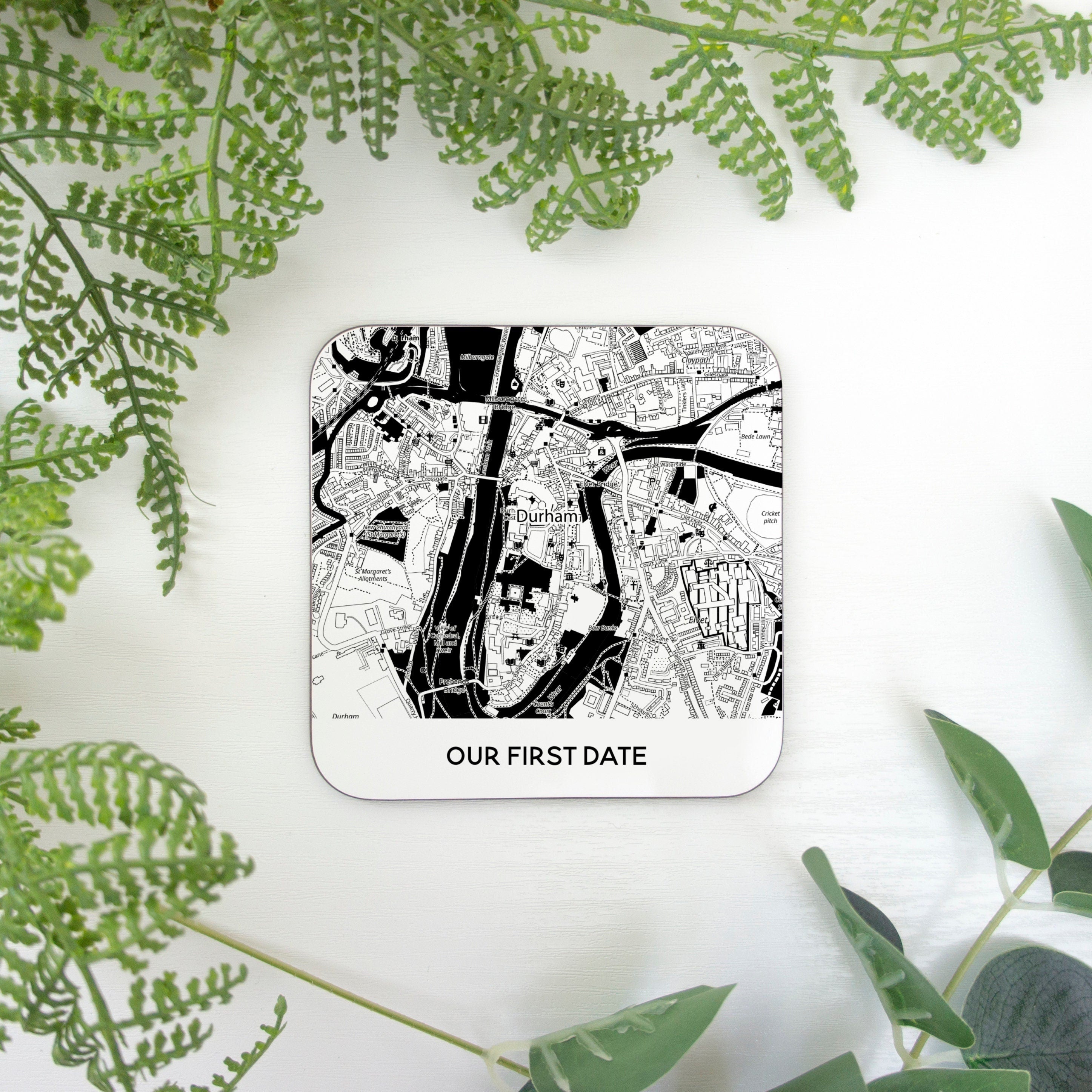 Valentine's Day gift for boyfriend. Black & white map coaster with caption. Anniversary gift for him or her, girlfriend husband wife gift