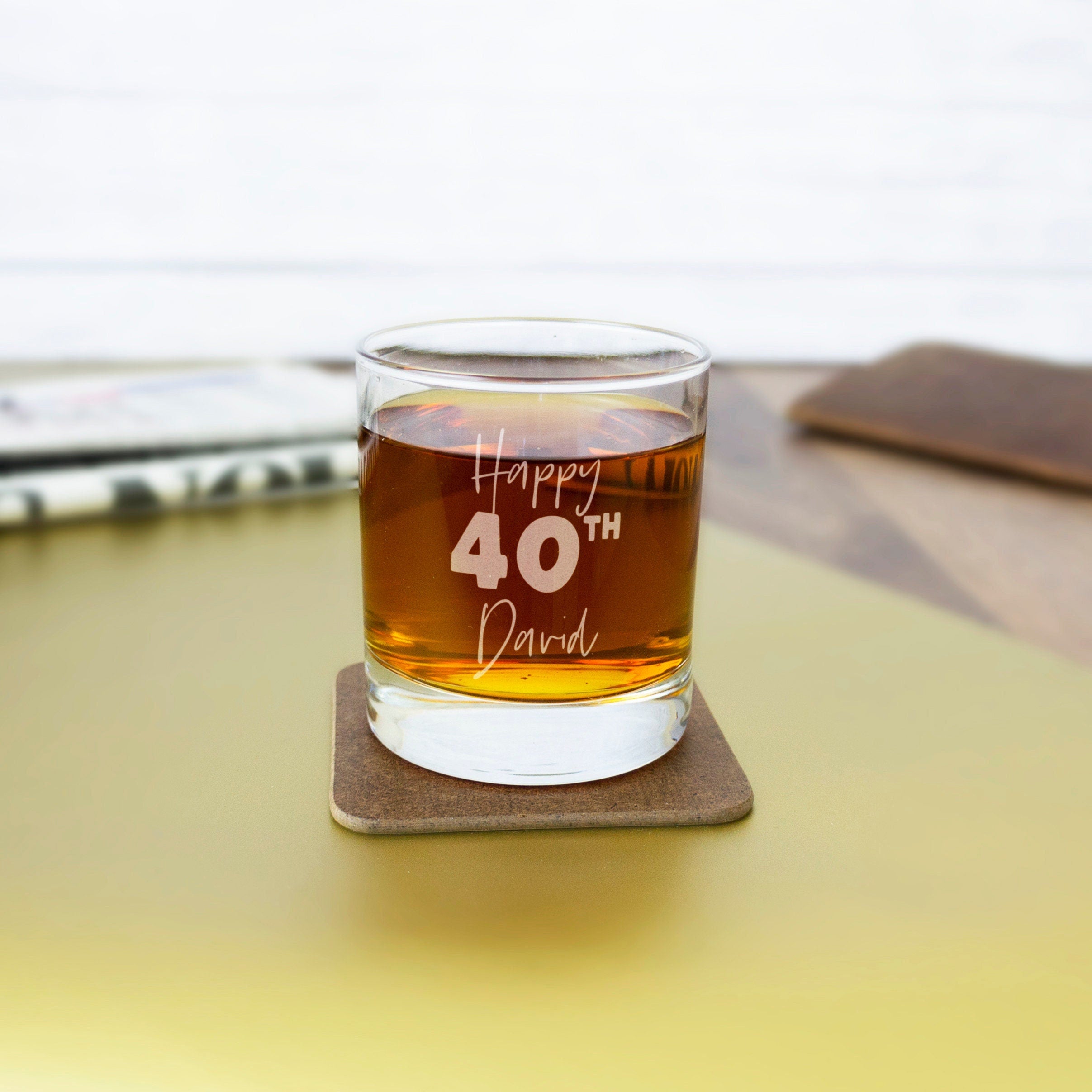 40th birthday gift for him. Personalised Whiskey glass, Engraved Whisky Tumbler, 18th, 21st, 30th, 50th, 60th celebration glasses